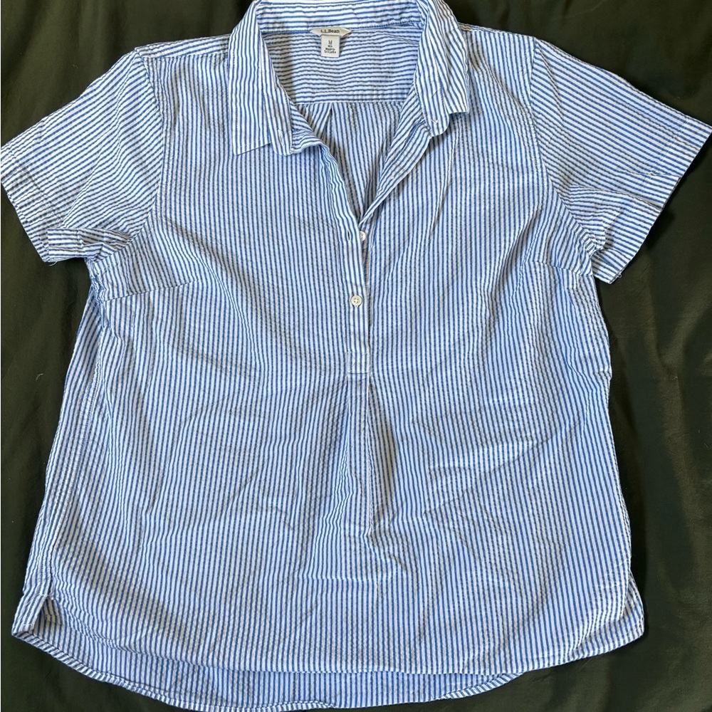 L.L. Bean Blue and White Striped Women's Top